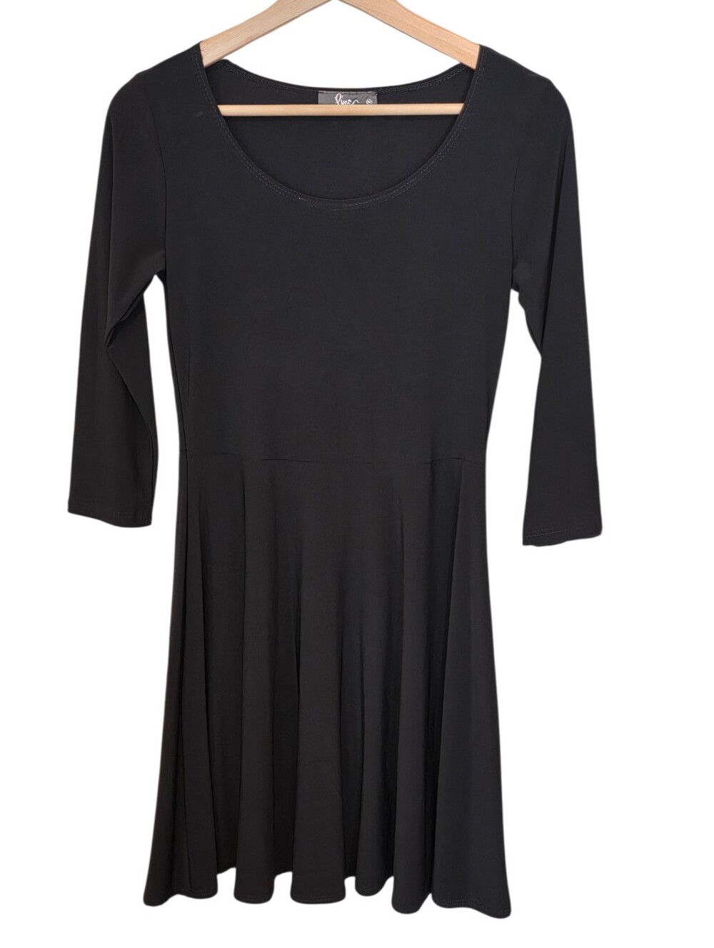 Pinc Black Minimimalist 3/4 Sleeve Fit & Flare Skater Dress Size M EUC